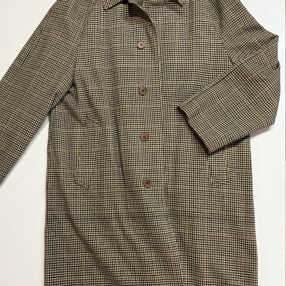 Vintage Brooks Brothers Black and White Houndstooth Trench Coat
